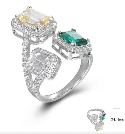 SJ46845, Ladies' Moissanite Ring, S925, Rhodium Plated, White, 6.54g