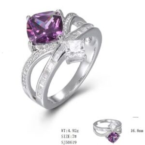SJ50619, Ladies' Moissanite Ring, S925, Rhodium Plated, White, 5.05g