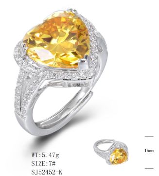 SJ52452, Ladies' Moissanite Ring, S925, Rhodium Plated, White, 5.75g