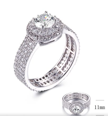 SJ31224, Ladies' Moissanite Ring, S925, Rhodium Plated, White, 4.29g
