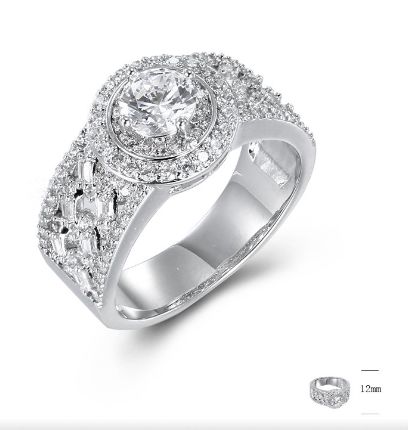 SJ43434, Ladies' Moissanite Ring, S925, Rhodium Plated, White, 5.91g