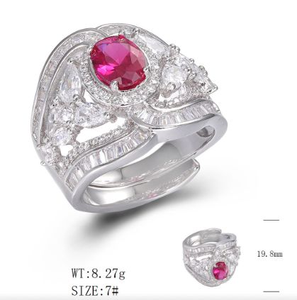 SJ49810, Ladies' Moissanite Ring, S925, Rhodium Plated, White, 10.16g