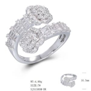 SJ51585, Ladies' Moissanite Ring, S925, Rhodium Plated, White, 5.83g