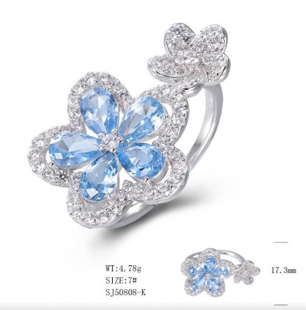 SJ50808, Ladies' Moissanite Ring, S925, Rhodium Plated, White, 4.97g