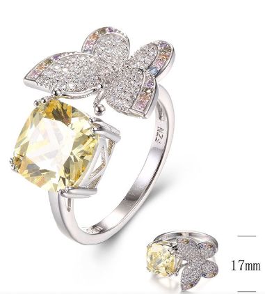 SJ34626, Ladies' Moissanite Ring, S925, Rhodium Plated, White, 5.43g