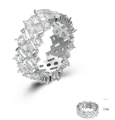 SJ45082, Ladies' Moissanite Ring, S925, Rhodium Plated, White, 9.24g