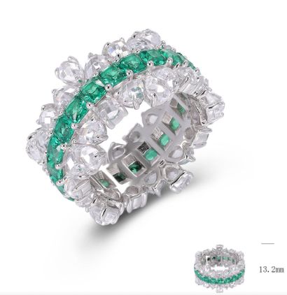 SJ48370, Ladies' Moissanite Ring, S925, Rhodium Plated, White, 9.84g