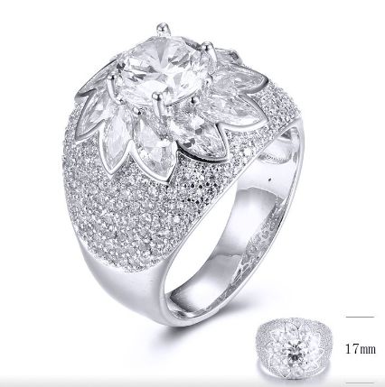 SJ32439, Ladies' Moissanite Ring, S925, Rhodium Plated, White, 8.67g
