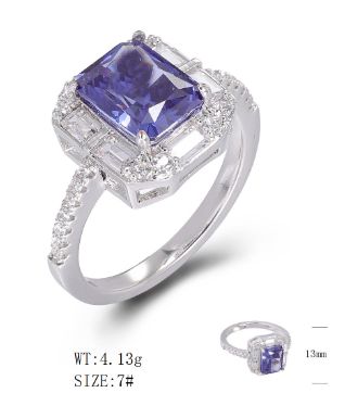 SJ33649, Ladies' Moissanite Ring, S925, Rhodium Plated, White, 3.62g