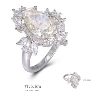 SJ26288, Ladies' Moissanite Ring, S925, Rhodium Plated, White, 4.7g