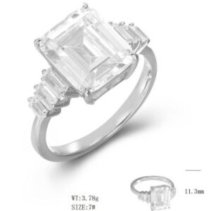 SJ50921, Ladies' Moissanite Ring, S925, Rhodium Plated, White, 4.1g