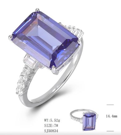 SJ50834, Ladies' Moissanite Ring, S925, Rhodium Plated, White, 5.28g