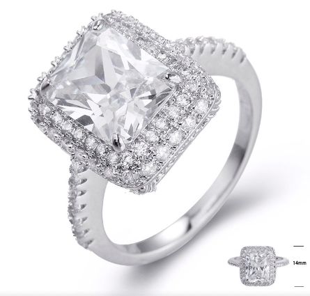 SJ23934, Ladies' Moissanite Ring, S925, Rhodium Plated, White, 5.48g