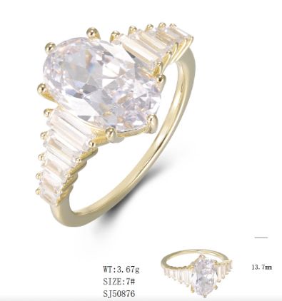 SJ50876, Ladies' Moissanite Ring, S925, Rhodium Plated, White, 3.06g