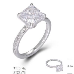 SJ80001, Ladies' Moissanite Ring, S925, Rhodium Plated, White, 3.05g