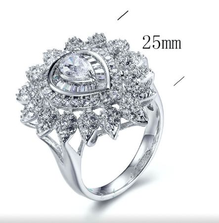 SJ28004, Ladies' Moissanite Ring, S925, Rhodium Plated, White, 6.62g