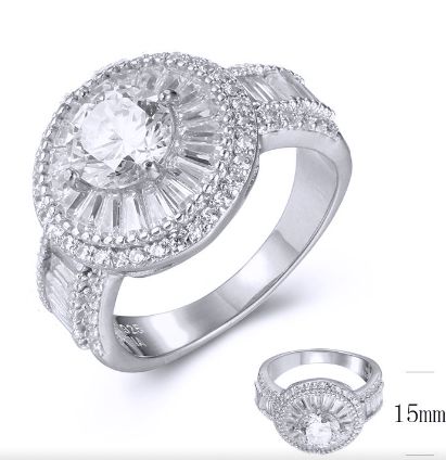 SJ39372, Ladies' Moissanite Ring, S925, Rhodium Plated, White, 5.67g