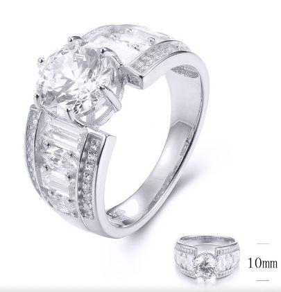 SJ33812, Ladies' Moissanite Ring, S925, Rhodium Plated, White, 5.47g