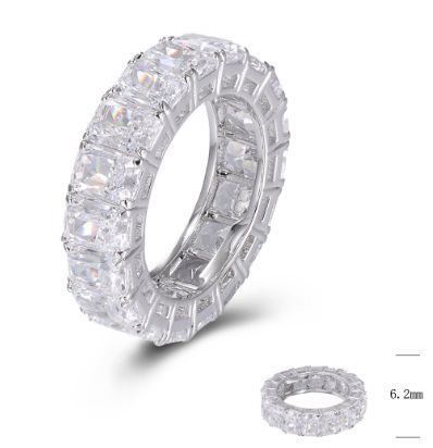 SJ45069, Ladies' Moissanite Ring, S925, Rhodium Plated, White, 6.99g