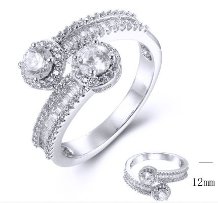 SJ38760, Ladies' Moissanite Ring, S925, Rhodium Plated, White, 3.46g
