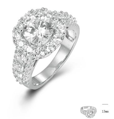 SJ44317, Ladies' Moissanite Ring, S925, Rhodium Plated, White, 5.22g