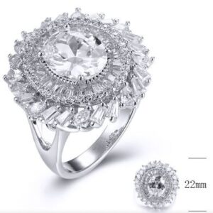 SJ31536, Ladies' Moissanite Ring, S925, Rhodium Plated, White, 7.16g