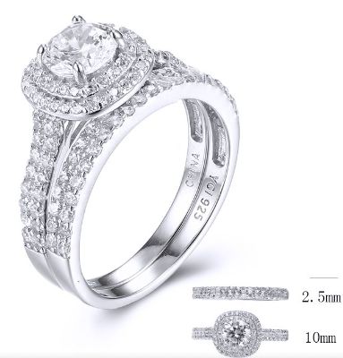 SJ31599, Ladies' Moissanite Ring, S925, Rhodium Plated, White, 2.77g