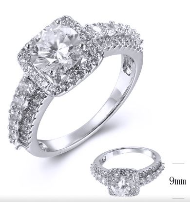 SJ38682, Ladies' Moissanite Ring, S925, Rhodium Plated, White, 3.84g