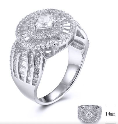 SJ32570, Ladies' Moissanite Ring, S925, Rhodium Plated, White, 6.57g