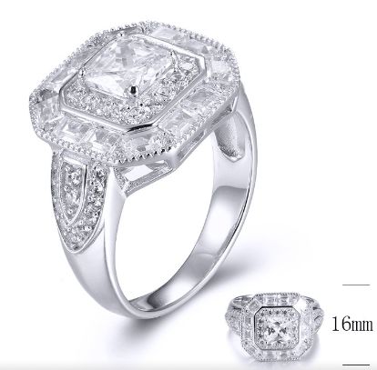 SJ32451, Ladies' Moissanite Ring, S925, Rhodium Plated, White, 6.19g