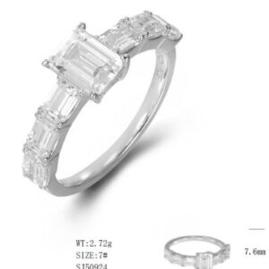 SJ50924, Ladies' Moissanite Ring, S925, Rhodium Plated, White, 2.62g