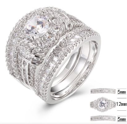 SJ40091, Ladies' Moissanite Ring, S925, Rhodium Plated, White, 4.41g