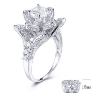 SJ31874, Ladies' Moissanite Ring, S925, Rhodium Plated, White, 5.93g