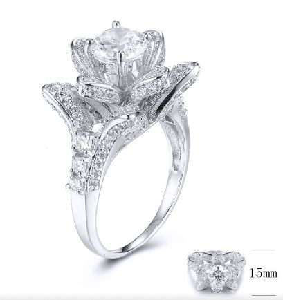 SJ31874, Ladies' Moissanite Ring, S925, Rhodium Plated, White, 5.93g