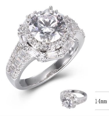 SJ41976, Ladies' Moissanite Ring, S925, Rhodium Plated, White, 4.71g