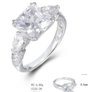 SJ50859, Ladies' Moissanite Ring, S925, Rhodium Plated, White, 4.7g