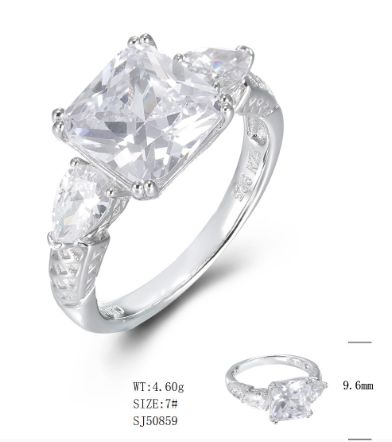SJ50859, Ladies' Moissanite Ring, S925, Rhodium Plated, White, 4.7g