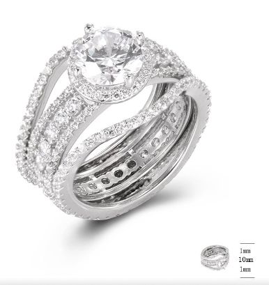 SJ43123, Ladies' Moissanite Ring, S925, Rhodium Plated, White, 4.46g
