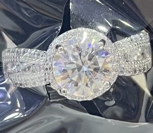 SJ37329, Ladies' Moissanite Ring, S925, Rhodium Plated, White, 4g