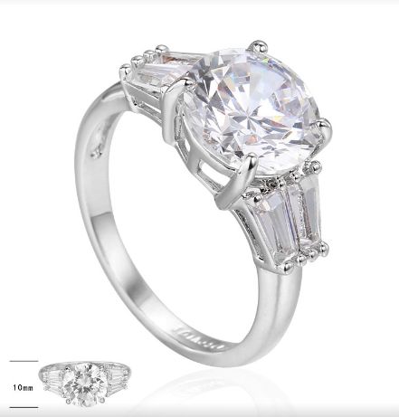 SJ22765, Ladies' Moissanite Ring, S925, Rhodium Plated, White, 3.69g