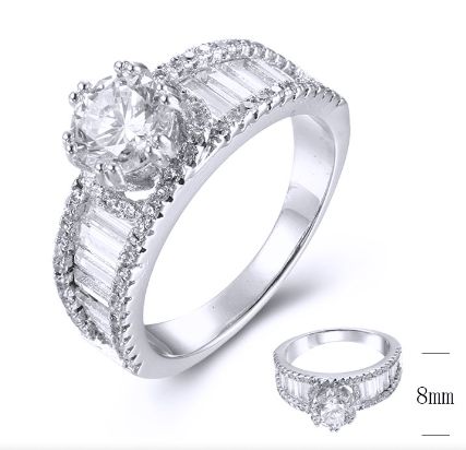 SJ38939, Ladies' Moissanite Ring, S925, Rhodium Plated, White, 5g