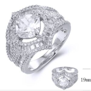 SJ37407, Ladies' Moissanite Ring, S925, Rhodium Plated, White, 6.73g