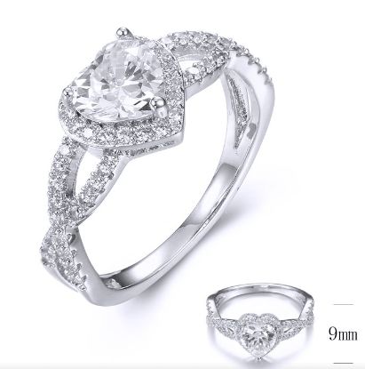 SJ36459, Ladies' Moissanite Ring, S925, Rhodium Plated, White, 2.78g