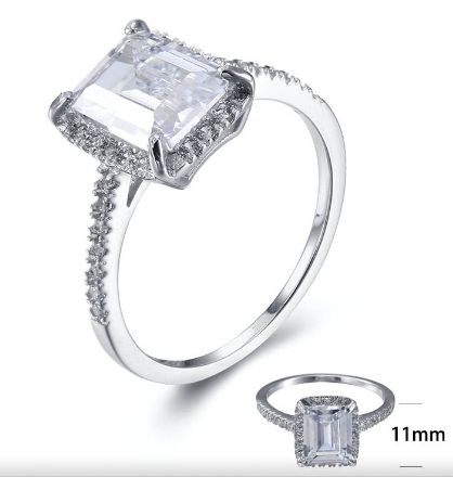 SJ27329, Ladies' Moissanite Ring, S925, Rhodium Plated, White, 2.37g