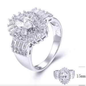 SJ29587, Ladies' Moissanite Ring, S925, Rhodium Plated, White, 5.18g
