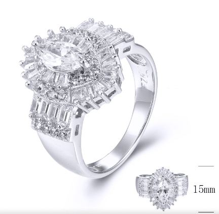 SJ29587, Ladies' Moissanite Ring, S925, Rhodium Plated, White, 5.18g