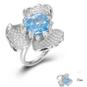 SJ01338, Ladies' Moissanite Ring, S925, Rhodium Plated, White, 9.56g