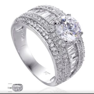 SJ23511, Ladies' Moissanite Ring, S925, Rhodium Plated, White, 6.83g