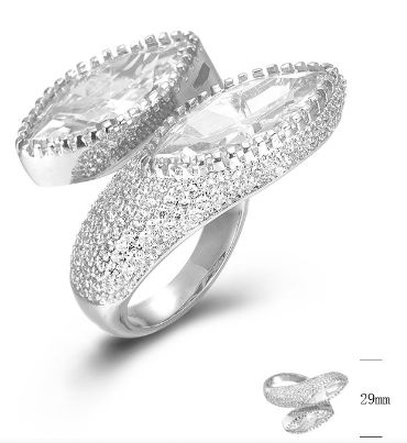 SJ45644, Ladies' Moissanite Ring, S925, Rhodium Plated, White, 10.9g