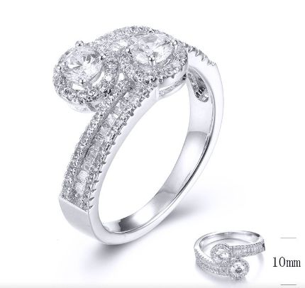 SJ31786, Ladies' Moissanite Ring, S925, Rhodium Plated, White, 4.25g